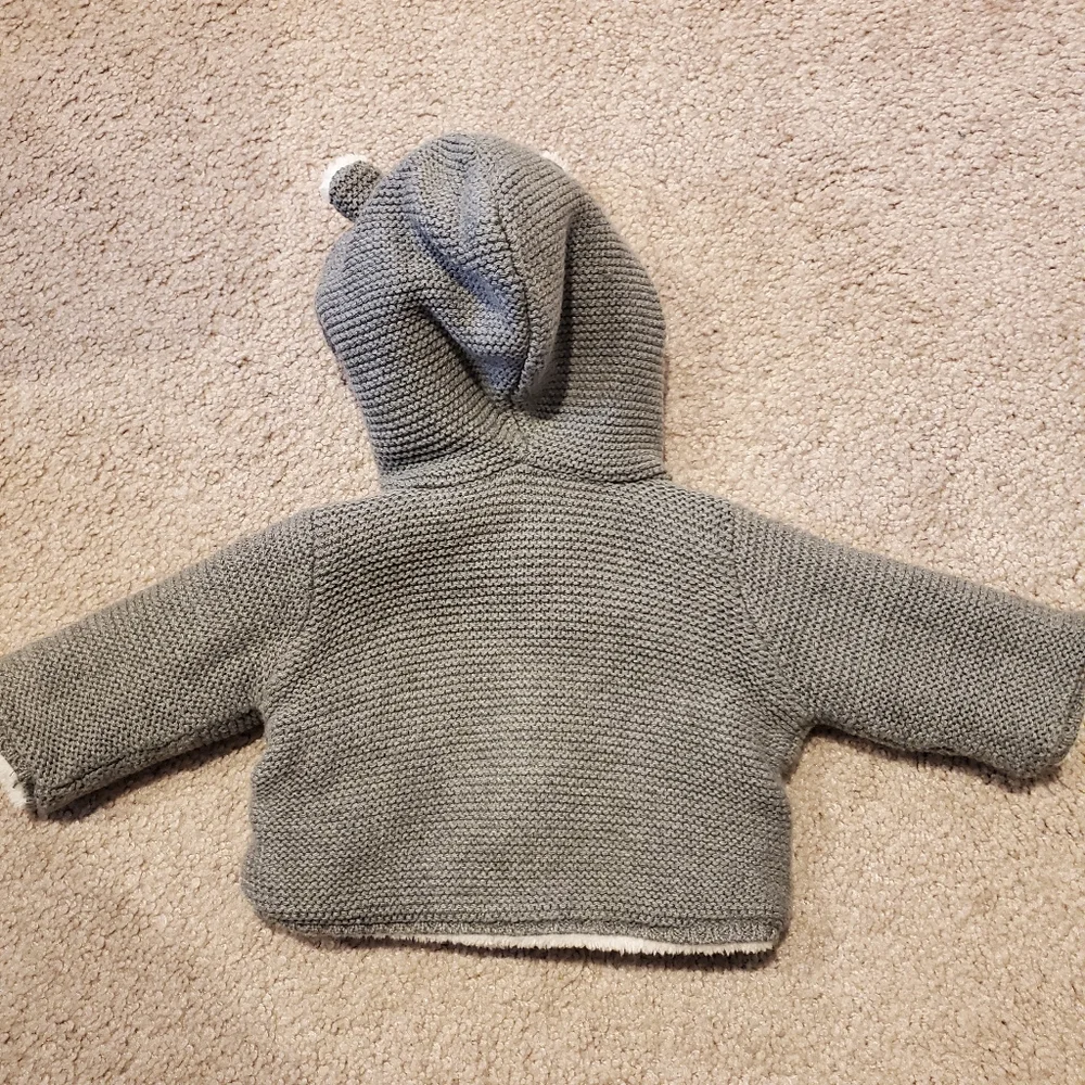 Cozy Gray Knit Baby Jacket with Hood - Picture 2 of 5